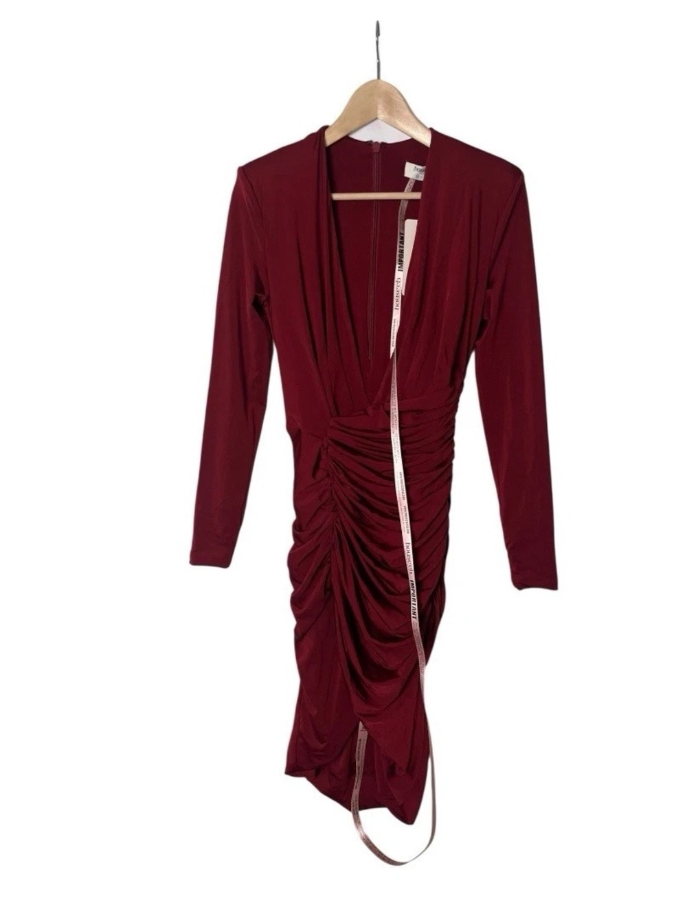 HOUSE OF CB Long Sleeved Deep Wine Red Dress